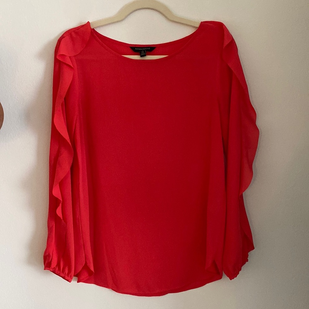 Banana Republic long sleeve red blouse